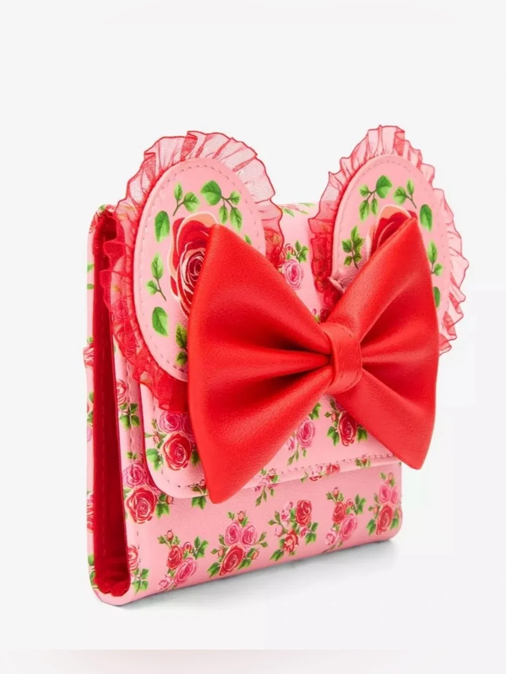 Loungefly Disney Minnie Mouse Pink & Red Rose Mini Flap Wallet - NWT - Picture 3 of 4